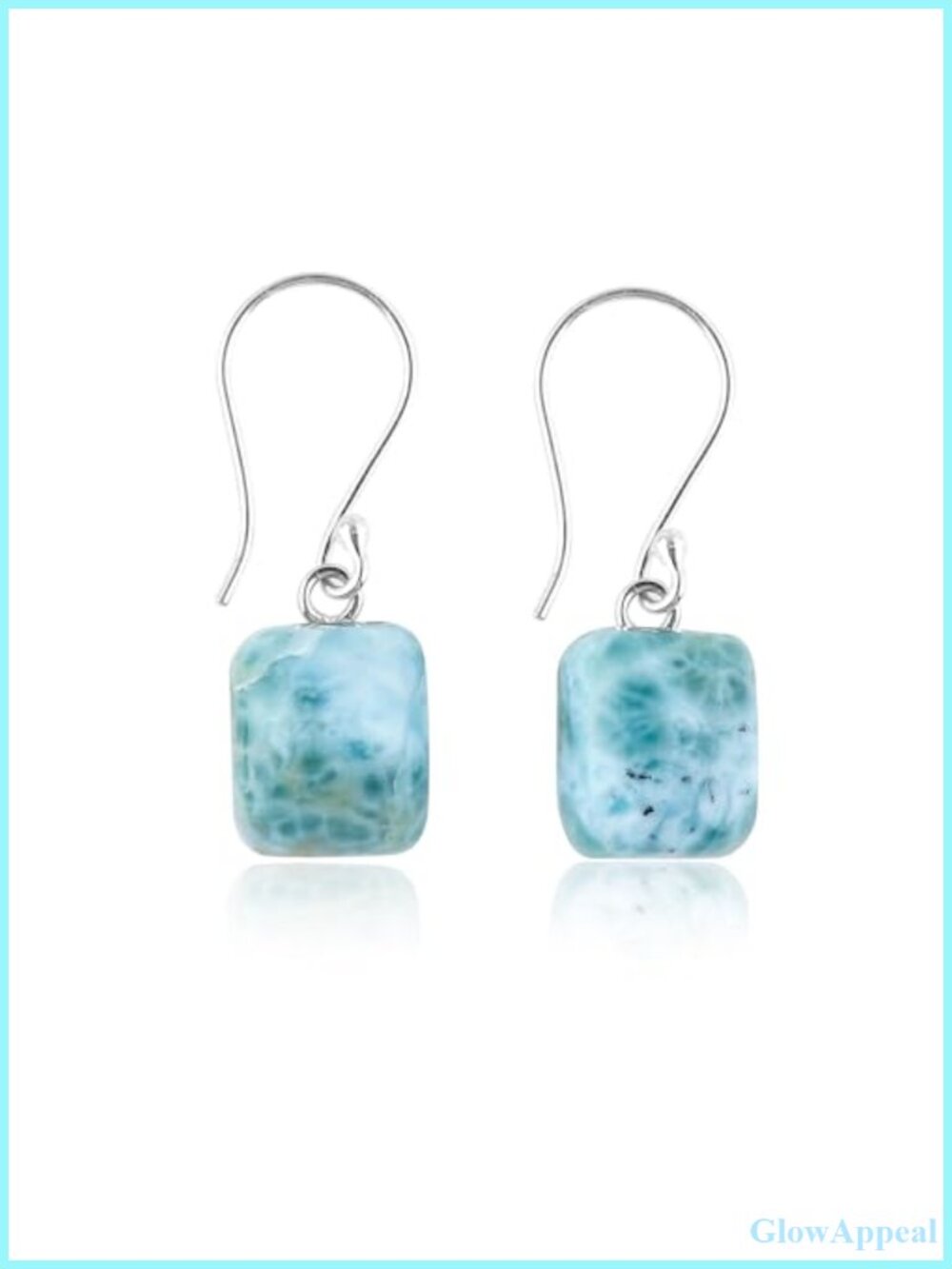 Larimar Cabochon Earrings 925 Sterling Silver Drop Dangle